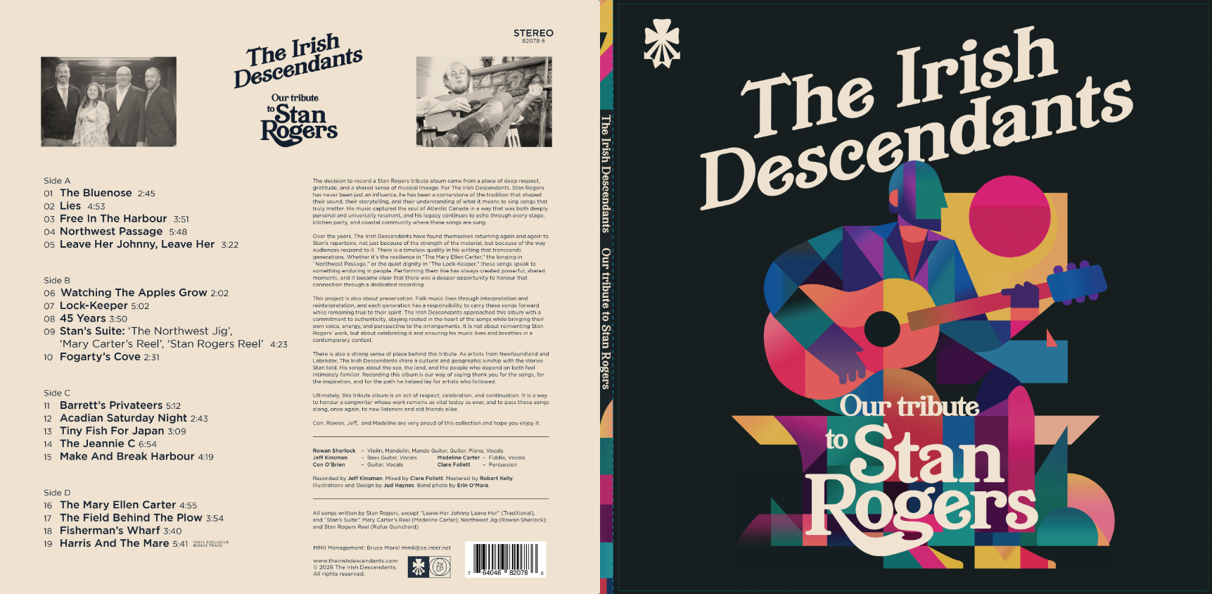 Pre-order - The Irish Descendants - Our Tribute to Stan Rogers  Double Vinyl Album
